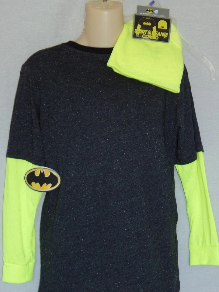 Camiseta Manga Larga Niño Batman Juvenil Talla XL 14/16 XXL 18 NUEVO Conjunto Skully Gorro Foto 3 de 4