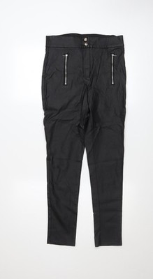 F&F Damen schwarz Kunstleder Skinny Hose Größe 12