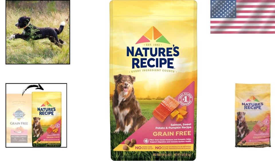 Digestión saludable con salmón sin granos alimento para perros - 4 lb batata y calabaza Foto 2 de 4