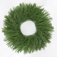 24" Norfolk Pine Wreath for Front Door, Real Touch Artificial Greenery Wreath Re