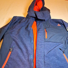 Reebok Men's Hooded Full-Zip Jacket Blue/Orange Fleece Lined Pockets L