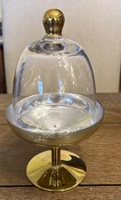 Mini Gold Cake Stand With Glass Dome Lid