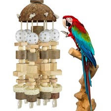 Bird Parrot Toy Large Parrot Toy Natural Wooden Blocks Parrot Bird Chewing Toy