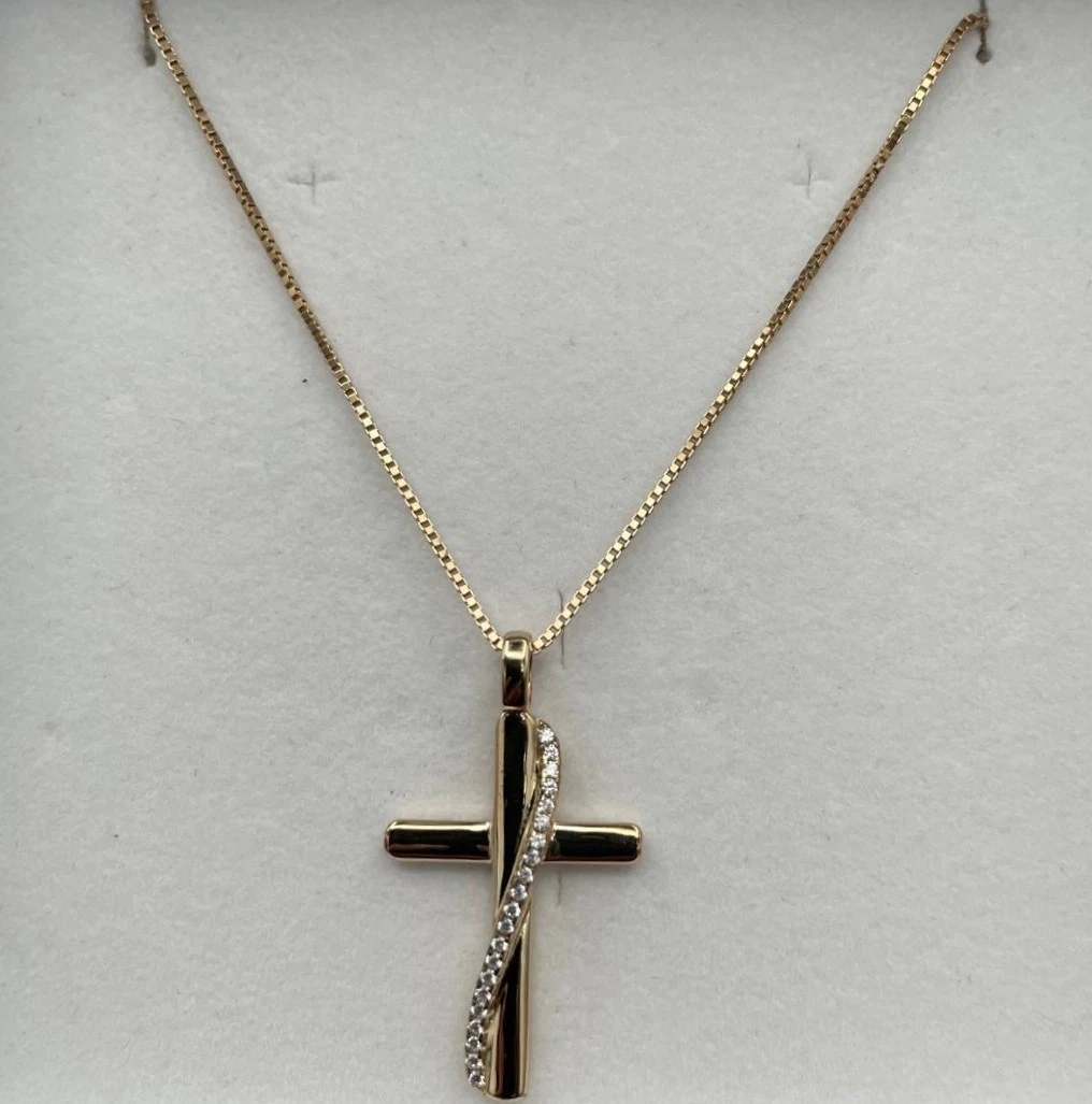 Collana In Argento Sterling 46cm / 18in Croce Della Resurrezione
