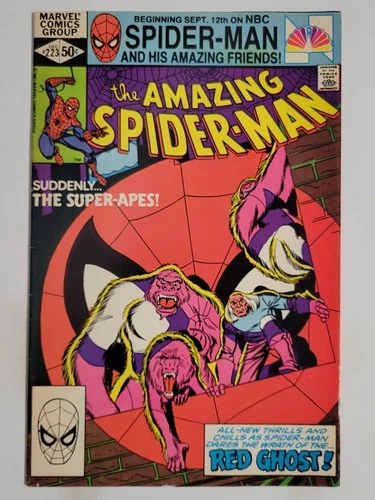 Amazing Spider-man #223 Marvel 1981 VF 8.0 Red Ghost cover & appearance Bronze