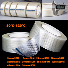 10mm-50mm x 50M Cross Weave Extra Strong Fiberglass Reinforced Filament Tape