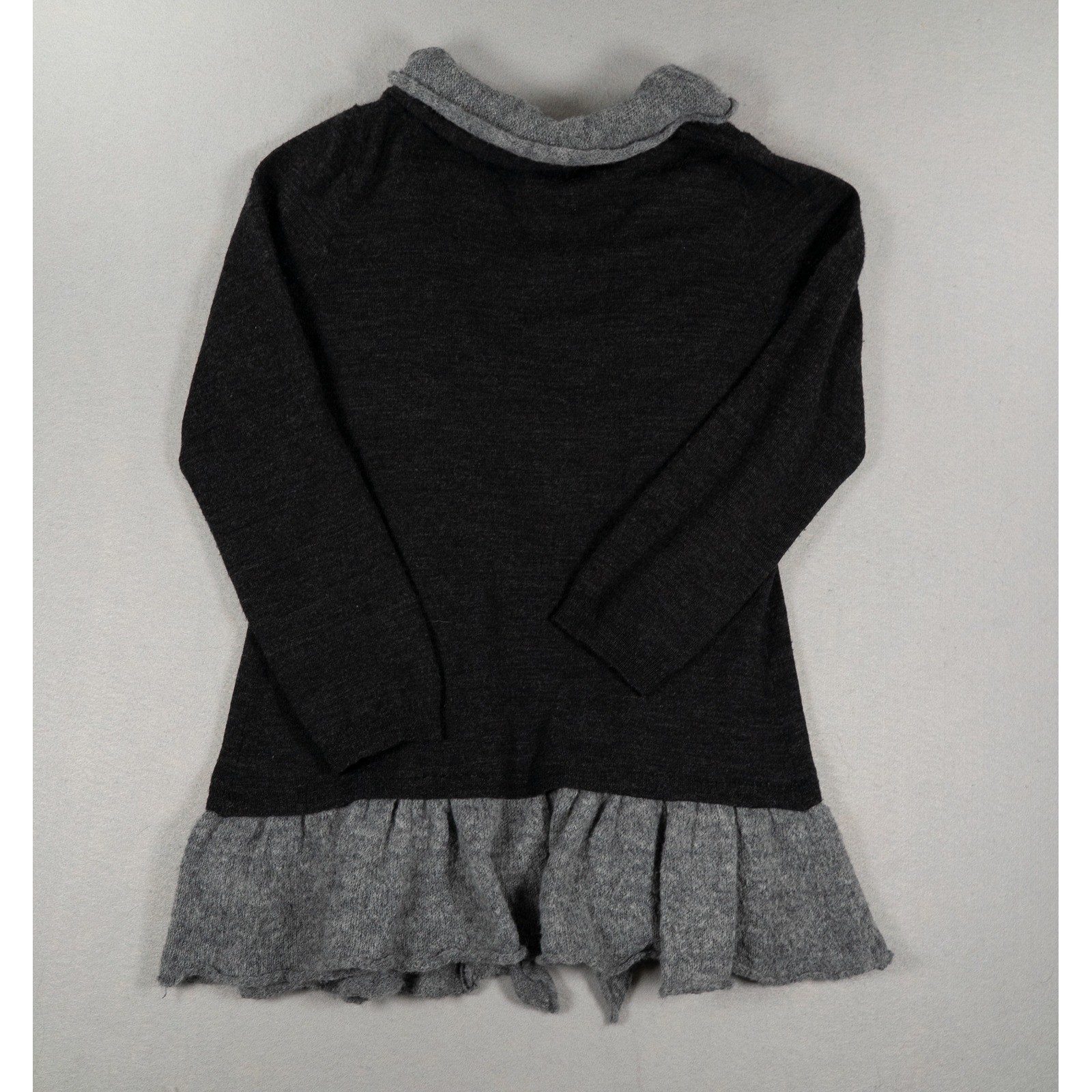 Anthropologie Sparrow Gray Ruffled Wool Alpaca Blend Open Front Cardigan M image 8