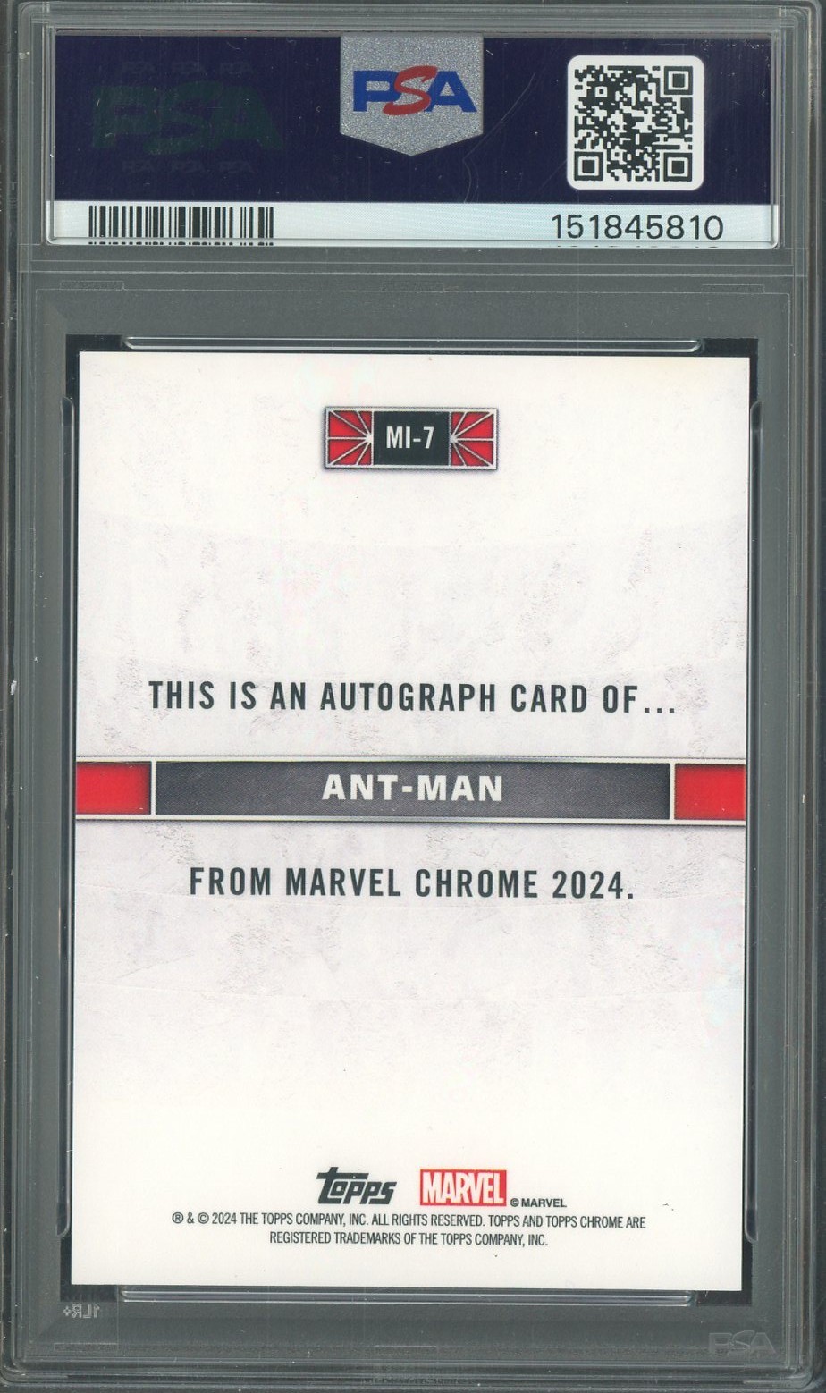 2024 Topps Chrome Marvel Character AUTO Red Refractor Ant-Man 2/5 PSA 9 MINT view 2
