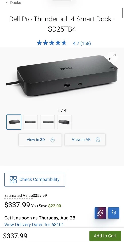 Estação de acoplamento inteligente Dell Pro Thunderbolt 4 Dell SD25TB4 NUNCA USADA OU REMOVIDA - Imagem 2 de 2