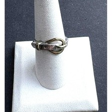 VINTAGE TAXCO 925 STERLING SILVER AND BRASS BELT BUCKLE RING SIZE 8.75 SKY