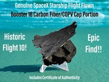 Incredible SpaceX Starship Relic Flight Flown Carbon Fiber & Cap w/ Patch & COA