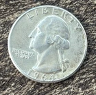 Old US Coin! 90% Silver 1964 P Washington Quarter. Free Shipping. More auctions!