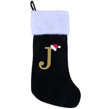 20 Inches Monogram Christmas Stockings with Letters Large Super Latter J Black