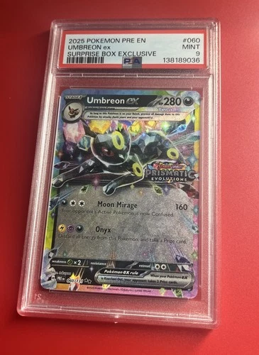 2025 POKEMON PRE EN-PRISMATIC EVOLUTIONS SURPRISE BOX EXCLUSIVE UMBREON EX PSA 9