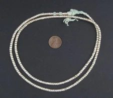 Short White Metal Ethiopian Tube Beads 3x4mm African Silver Large Hole Handmade