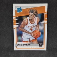 2021 Chronicles Donruss 39 Greg Brown III Rated Rookie Texas Basketball Card. rookie card picture