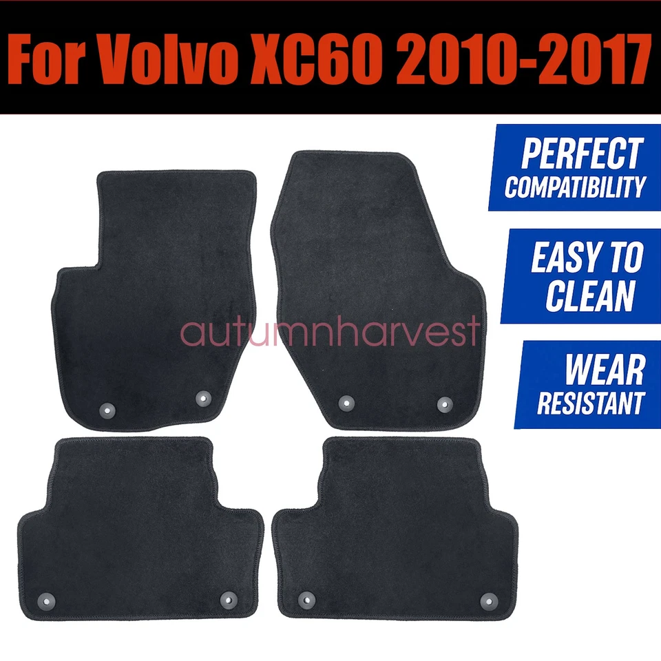 Alfombrillas de terciopelo negras nuevas 4 piezas para Volvo XC60 2010-2017 delanteras y segunda fila Foto 3 de 4