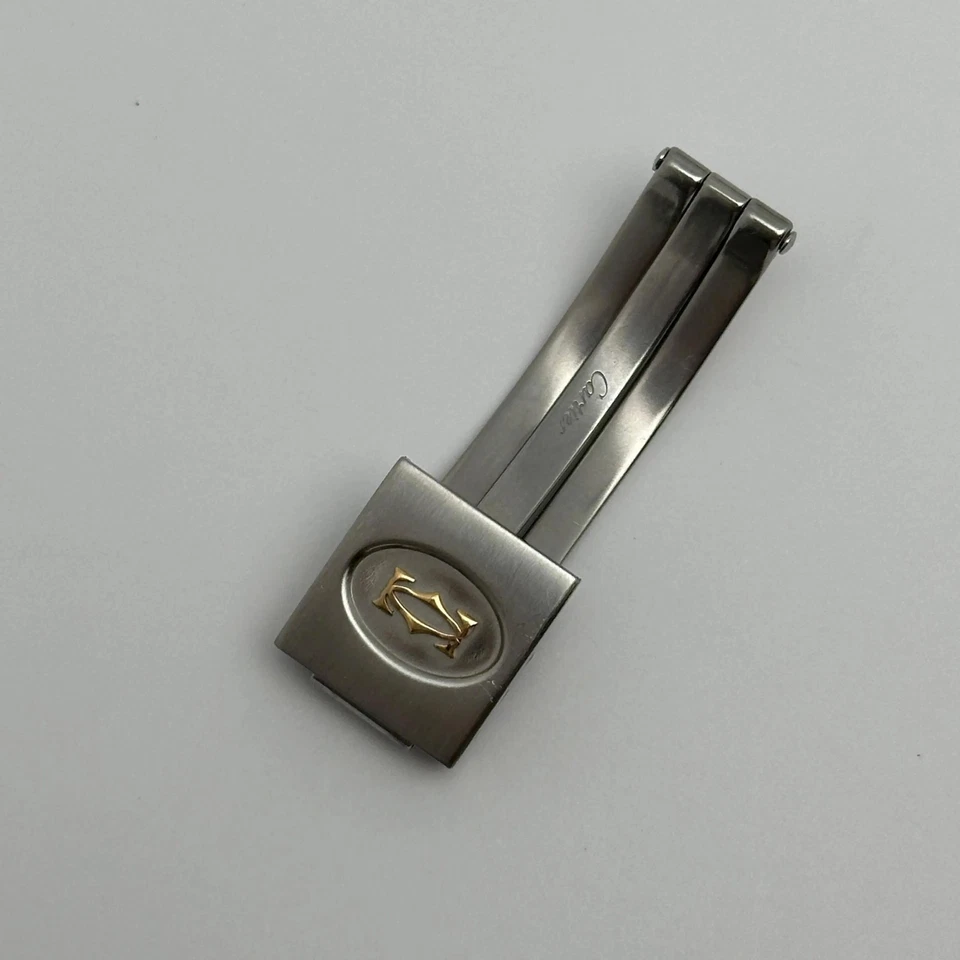 Authentic Cartier Santos Ronde 14mm Steel 18K Gold Deployment Buckle Clasp - Image 2 of 4