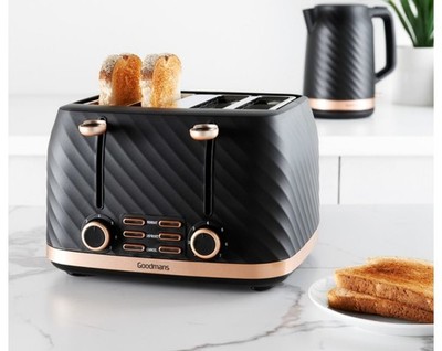 Goodmans Wave Schwarz & Roségold 4 Scheiben Toaster