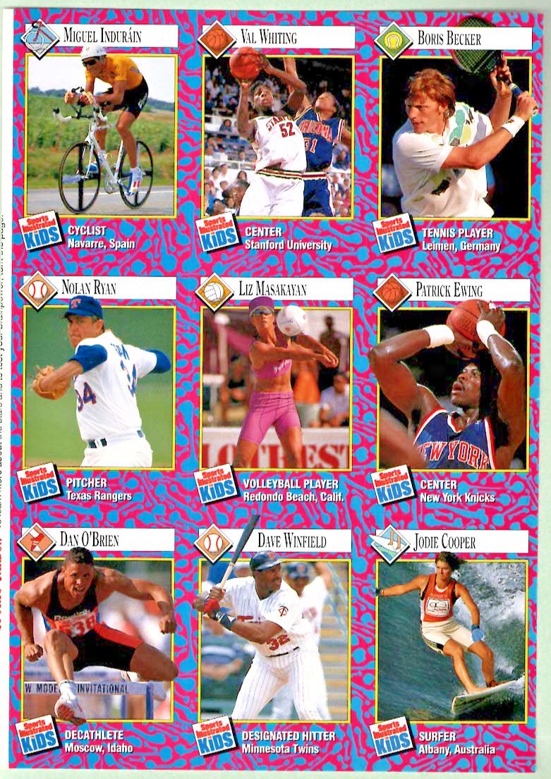 7-93 Sports Illustrated For Kids 9 Card Uncut Sheet Nrmt N. Ryan, P. Ewing &More