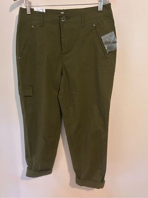 NWT Liz Claiborne Call of the Tropics Tuscan Olive Pants Cargo Pockets Size 6