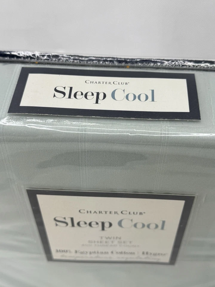 Conjunto de lençóis Charter Club Sleep Cool 400 fios contagem dupla verde claro Hygro - Imagem 3 de 4