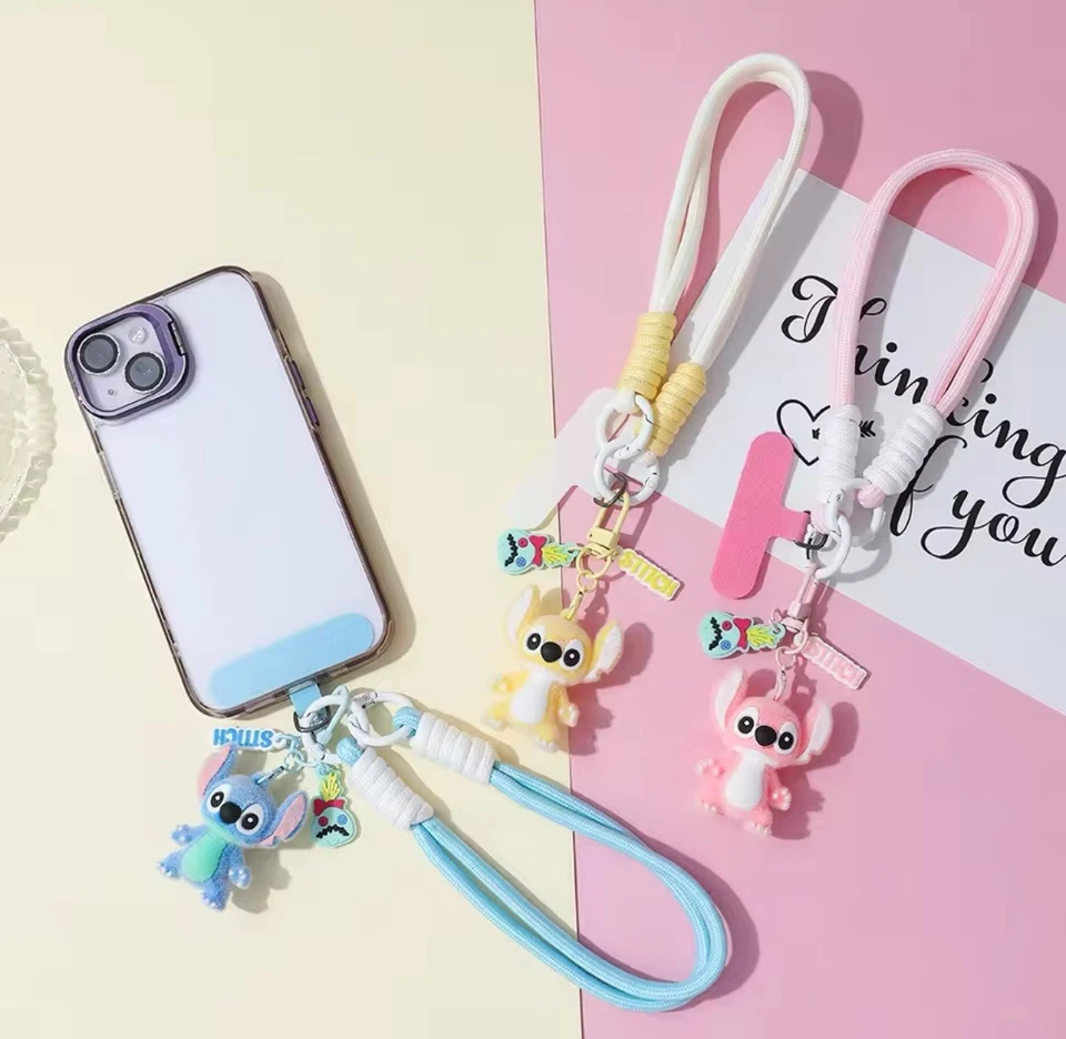 Kurze Handykette - Stitch- Blau -Lanyard- Umhänge Band-Anti-Verlust - Bild 3 von 3