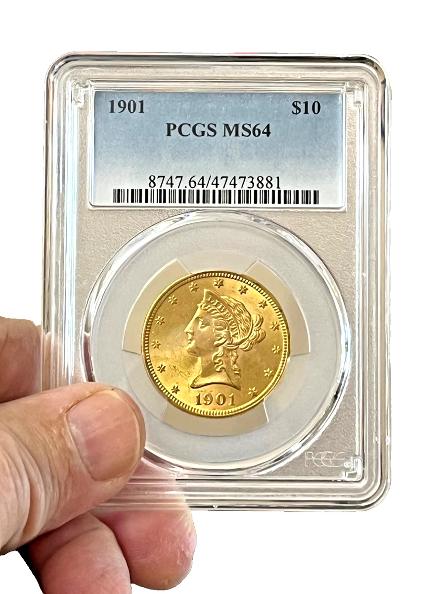 MS 64 Graded 1901 Year Eagle $10 US Gold Coins (Pre - 1933) for