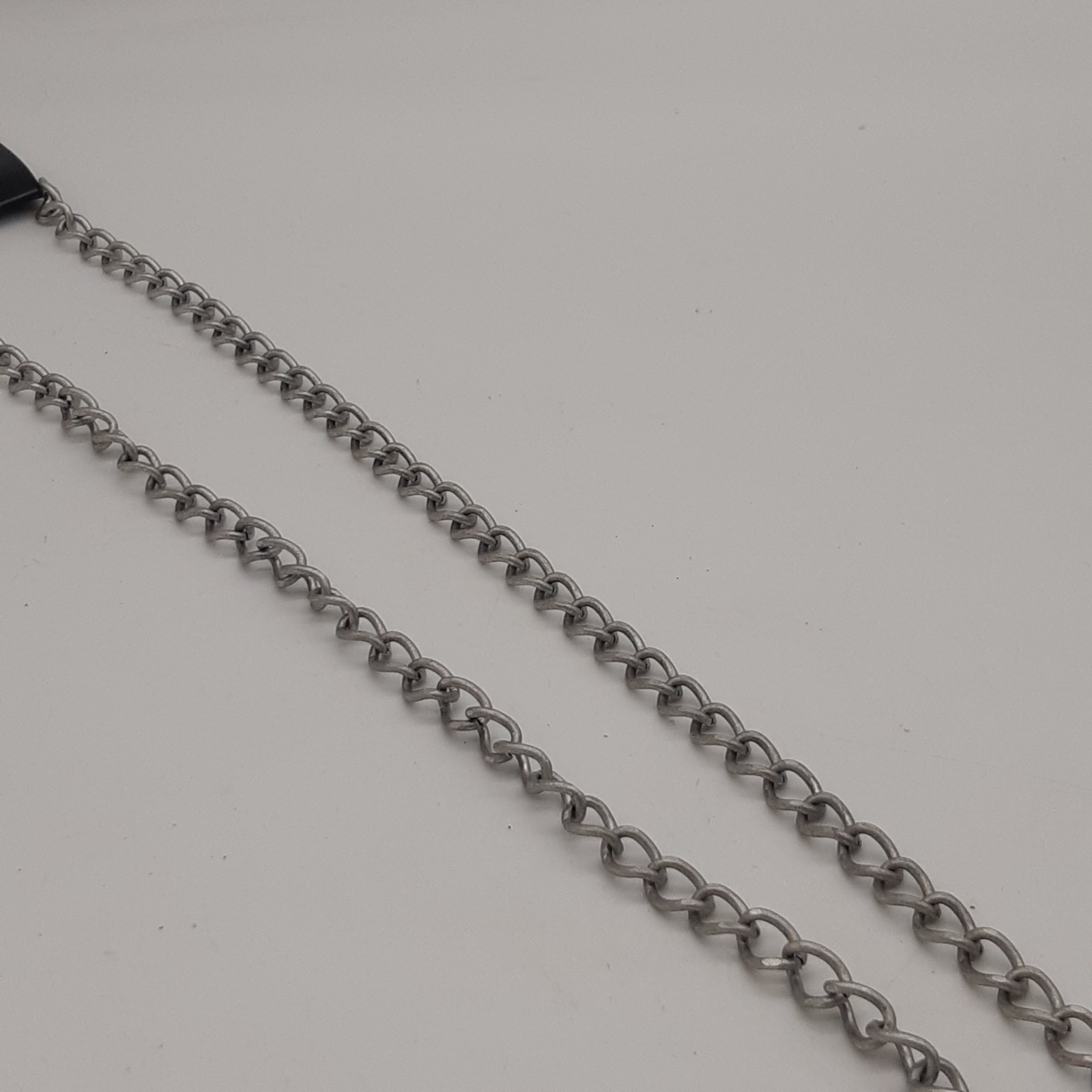 Senze Long Silver Tone Curb Chain Necklace Black Crochet Ball & Tassel Pendant image 3