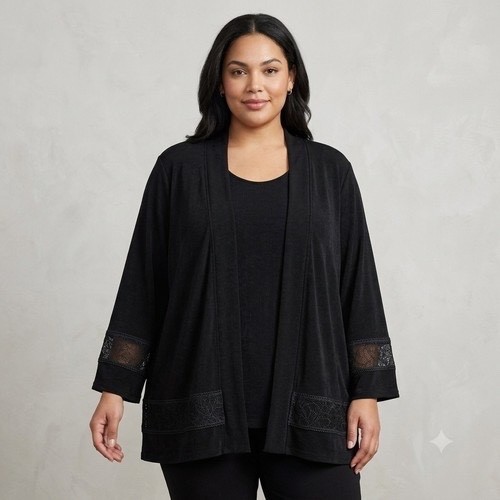  NWT Chicos XL Travelers black jacket Lace trim