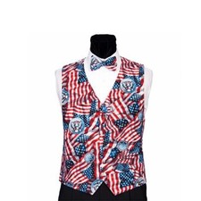 Men's Presidential Seal American Flags Vest and Bow Tie USA 250th Anniversary