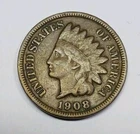 1908 INDIAN HEAD CENT FINE 1C COPPER