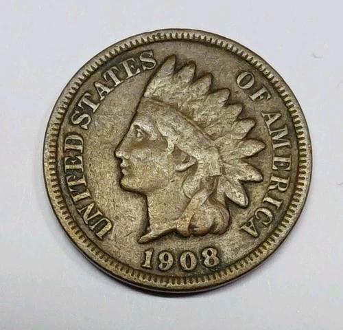 1908 INDIAN HEAD CENT FINE 1C COPPER