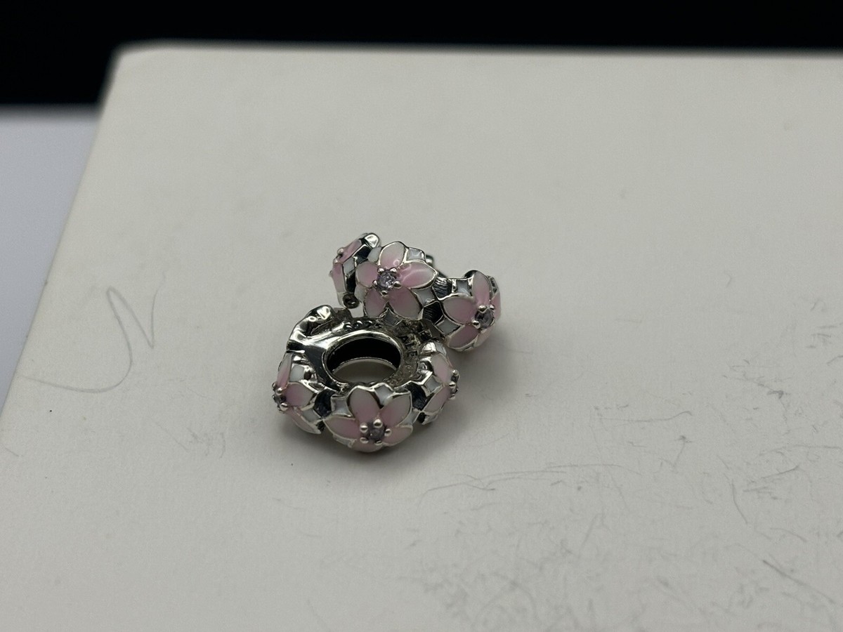 SET OF 2- Genuine Pandora S925 Magnolia Bloom Cerise Spacer CZ