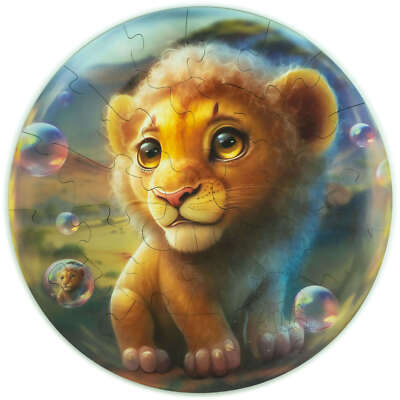 Unidragon Jigsaw Puzzle Bubblezz Lion Lacquer Coated Wooden 30 Pieces, One Size