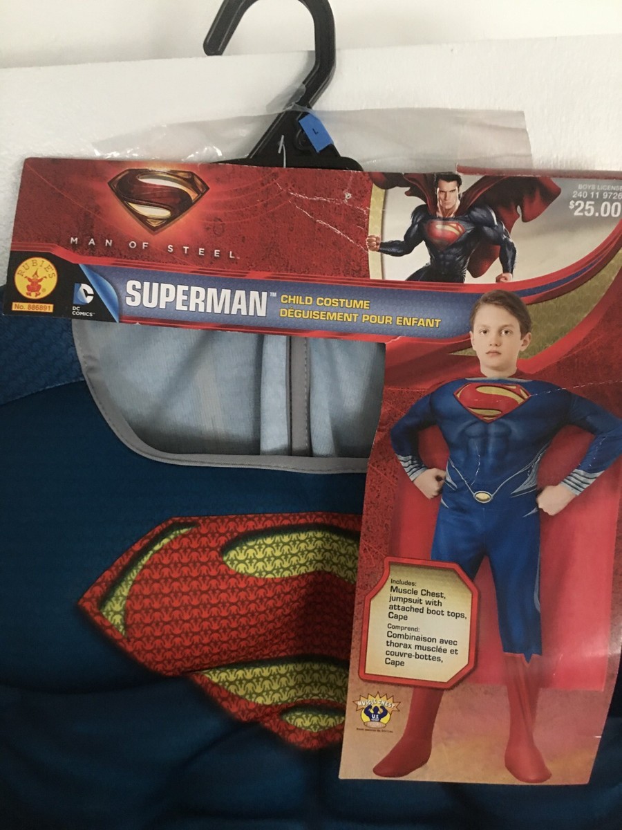 スーパーマンジュニア Superman Man of Steel Kids Size L 12/14 Deluxe Costume Rubie's