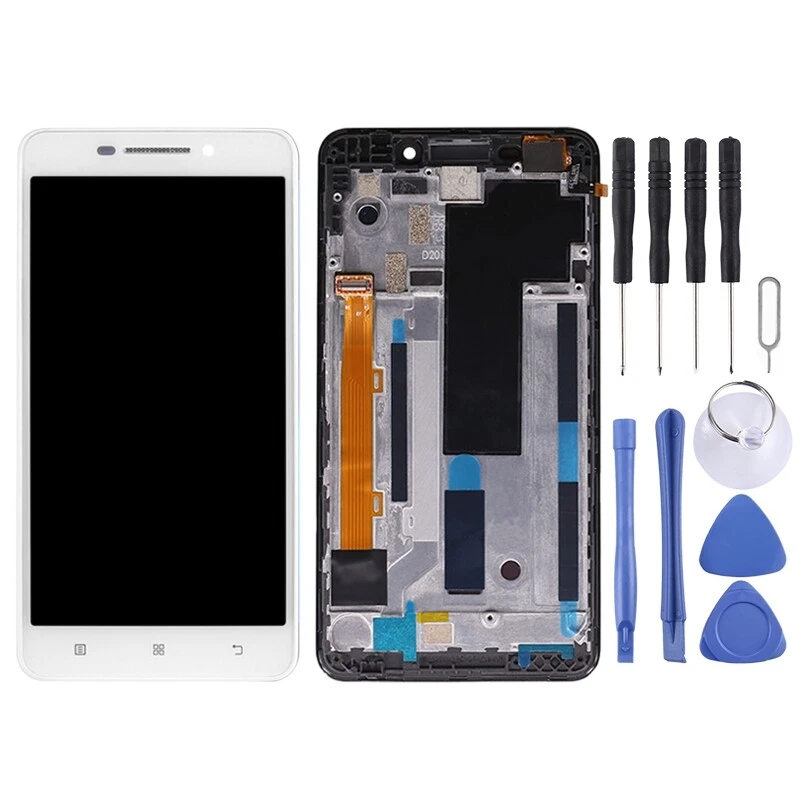 OEM LCD Screen for Lenovo A5000 Digitizer Full Assembly with Frame (White) - Image 2 of 4