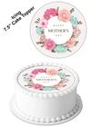Cake Topper Edible Icing Happy Mothers Day Flowers 7-8" Circle Decoration