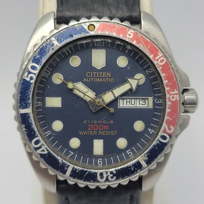 Citizen 4-824199 Pepsi Bezel 8200A Automatic Divers Men’s Watch