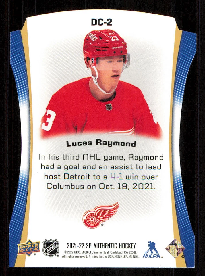 2021-22 SP Authentic Die Cuts Blue #DC2 Lucas Raymond - Image 2 of 2
