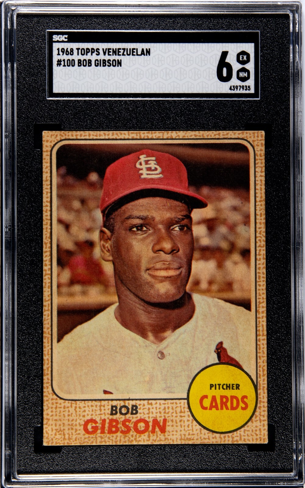 1968 Topps Venezuelan 100 Bob Gibson St. Louis Cardinals Venezuela SGC 6 BEUATY!