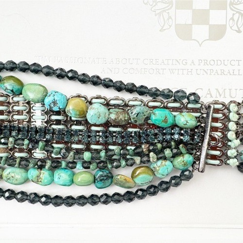 Cintura Neiman Marcus Navajo turchese argento pietra a grappolo concho perline western - Foto 13 di 16