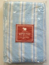 Amy Coe Hush A Bye Baby Crib Dust Ruffle Blue Stripe NEW in Package LE