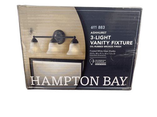 Hampton Bay Ashhurst 3-Light Oil Rubbed Bronze Vanity Light Frosted Glass Shades - Picture 8 of 8