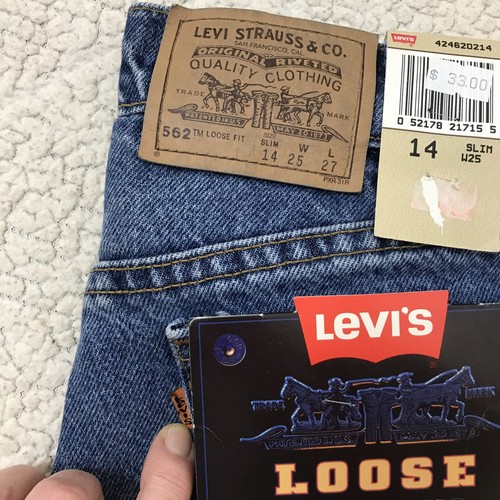 Vintage 90's Levi’s 562 Loose Fit USA Blue Jeans Size 14 Slim Orange Tab NWT - Picture 3 of 12