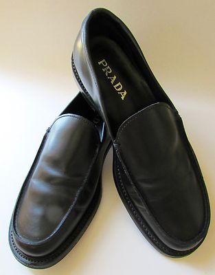 Mens Prada Black Leather Slio-On Loafers Size 8 Prada Saffiano Leather Driving Loafers Black 2DD001 Men main image 4