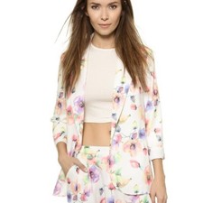 NWT 84 RE: NAMED PASTEL WHITE FLORAL OPEN BLAZER / JACKET SMALL SPRING/SUMMER