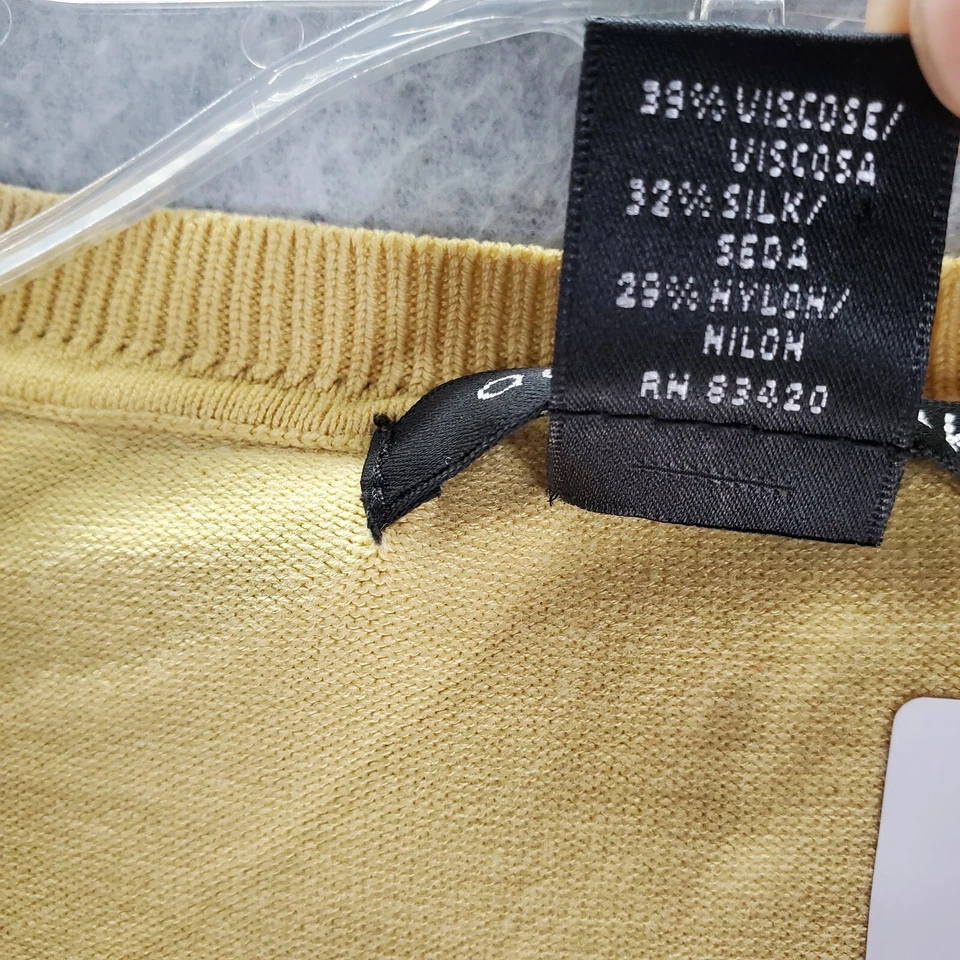 Camiseta sin mangas August Silk para mujer grande pequeña mezcla de seda mostaza acanalada LEER Foto 3 de 4