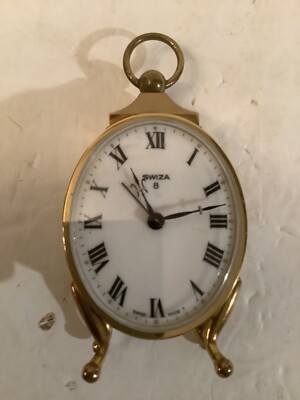 Vintage Swiss SWIZA 8 Neuchatel Mechanical Hand Painted Alarm