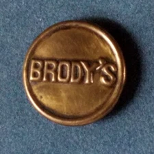 Bb BRODY'S Antique Brass OVERALL BUTTON Wobble shank small